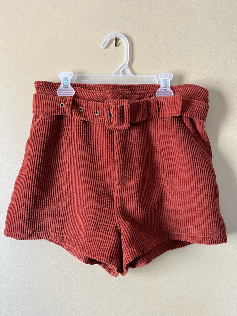 Altar'd State High-Waist Corduroy Belted Shorts - Rust